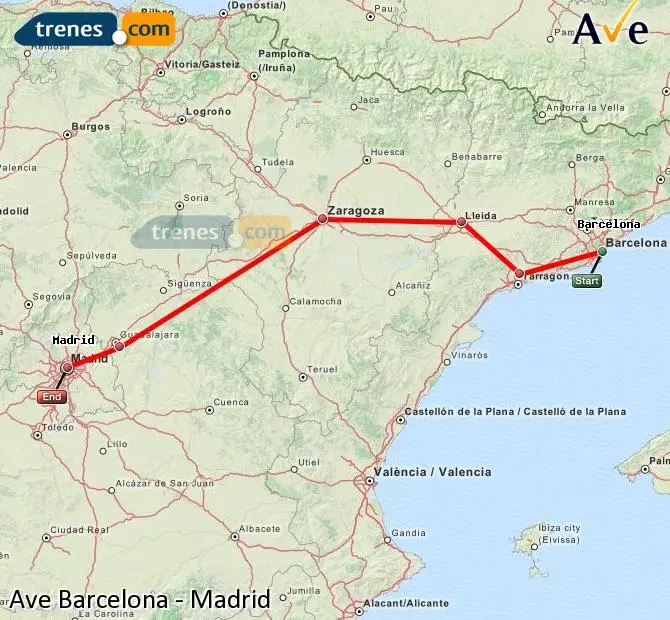 ave madrid barcelona mapa - Cuántas paradas hace el AVE de Madrid a Barcelona