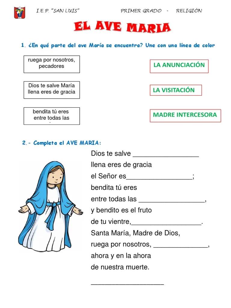 actividad catequista completa la oracion del ave maría - Cuántas partes se divide el Ave María