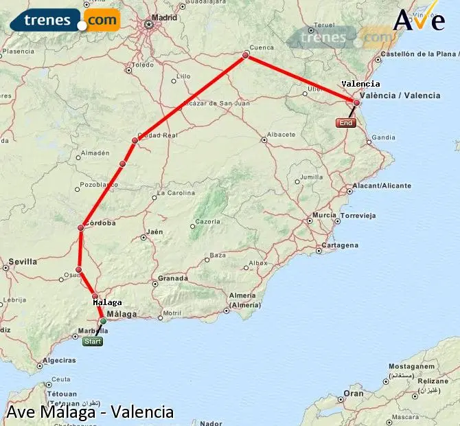 ave valencia malaga renfe - Cuánto cuesta el AVE de Valencia a Málaga