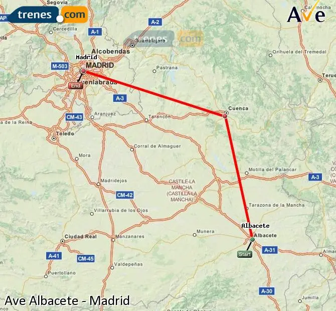 distancia madrid albacete ave - Cuánto tarda el AVE a Albacete