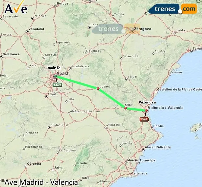 ave madrid valencia - Cuánto tarda un AVE de Madrid a Valencia