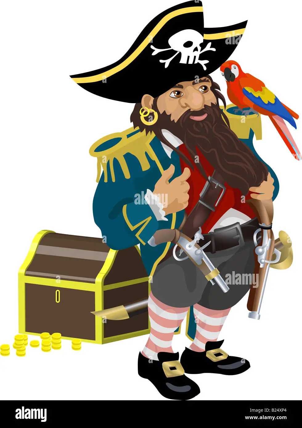 pirata con pata de palo y loro en el hombro - Por qué los piratas usaban Garfio