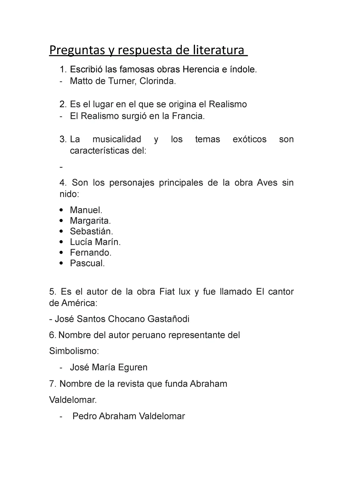 preguntas resueltas de la obra aves sin nido - Qué defendió Clorinda Matto de Turner