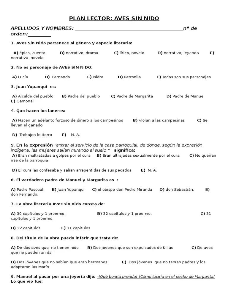 preguntas resueltas de la obra aves sin nido - Qué hacen los laneros